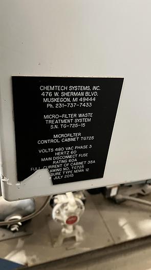 Used Chemtech- Micro-Filter Waste Treatment System