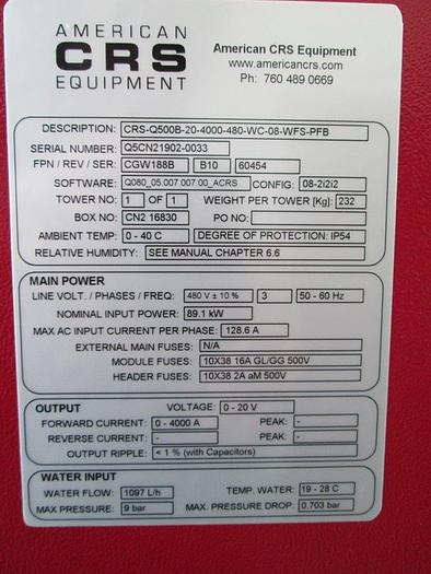(3) BRAND NEW 4000 amp/0-20 volt/ SWITCHMODE POWER SUPPLIES-Item#257