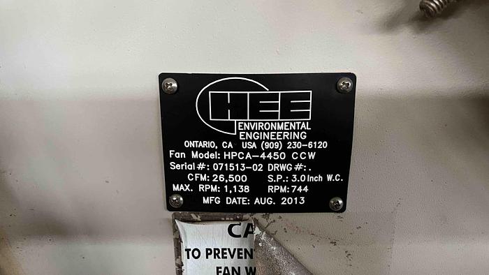 Used HEE Environmental Engineering Exhaust Blowers-Item#384