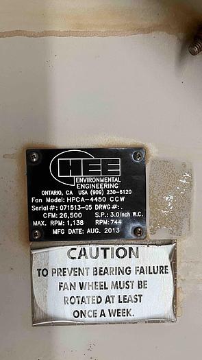 Used HEE Environmental Engineering Exhaust Blowers-Item#384