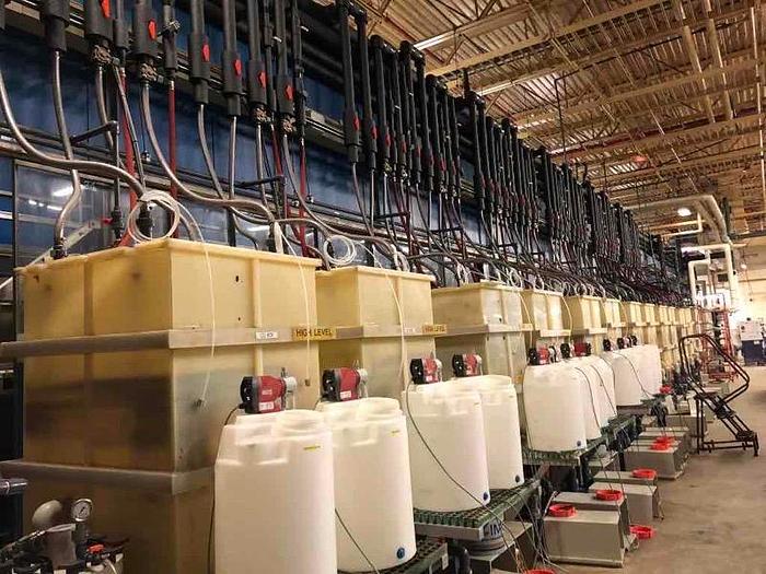 Used LARGE Railrider-Type Rack Plating Line- Item#233