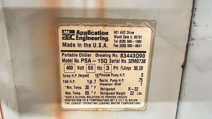 Used AEC 15 TON CHILLER - Item#198