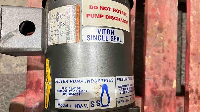 Filter Pump Industries Model HV-1/2 SS-Item#512
