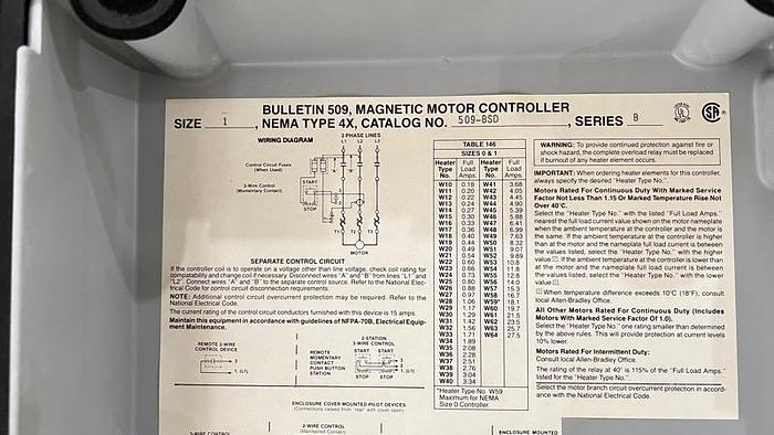 ALLEN BRADLEY- Magnetic Motor Controller-Item#634