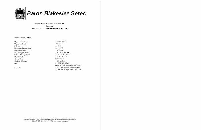 Used Acetone Cleaning System-Item#431