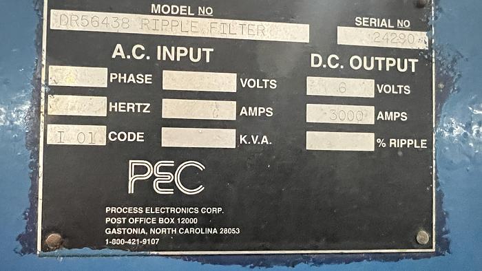 Used PEC Ripple Filter- 6V 3,000A