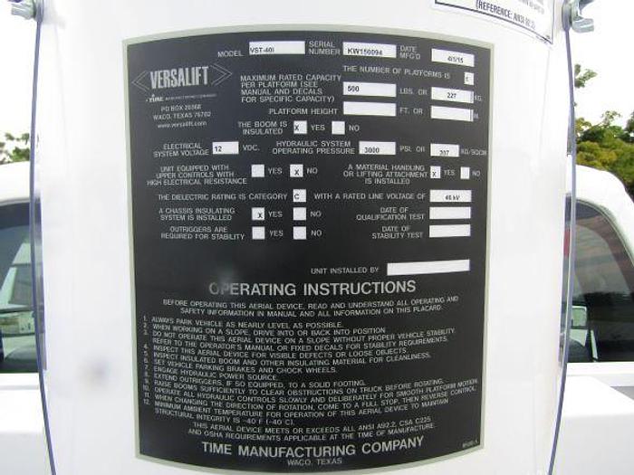 Used Versalift VST40-MH 45ft Bucket Boom on 2015 Ford F550 4x4 Utility Truck - 44904