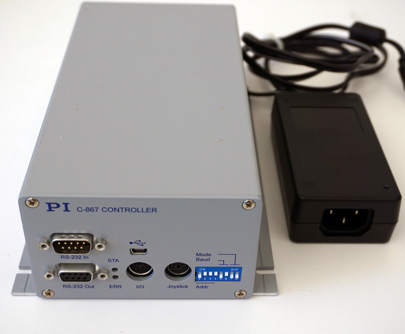 Used PI M-663.465 3 axis micropositioning piezo stage with C-867, C-867.260 controllers