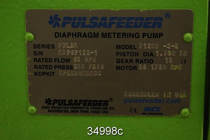 Unused Pulsafeeder 7120H-S-E Diaphragm Metereing Pump #34998