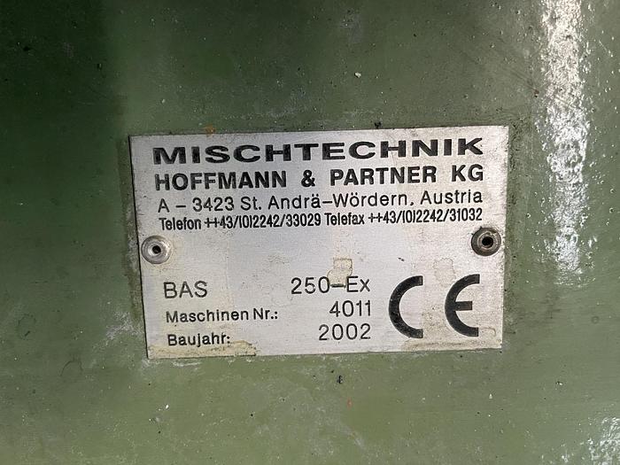 Used 250 LITER MISCHTECHNIK HOFFMAN PLANETARY MIXER WITH DISCHARGE RAM - S/S - JACKETED