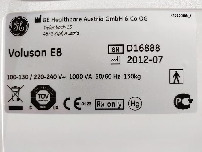 Gebraucht GE Voluson E8 Expert Ultraschallgerät mit RAB4-8-D Sonde und DVD Brenner SW: BT13