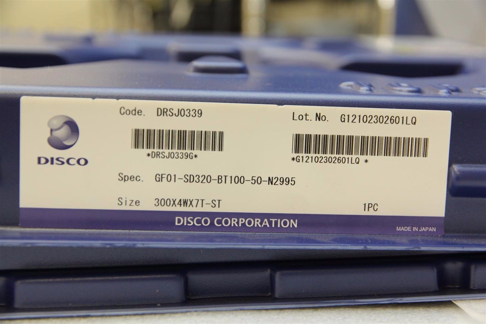 Used Disco GF01 Series in-feed grinding wheels GF1-SD320-BT100-50-N2995 (NEW)