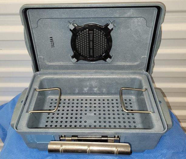 Used STERIS TG28AA STERILIZATION CASE W/INSIDE TRAY (10.5"L × 6.5"D × 3"H)