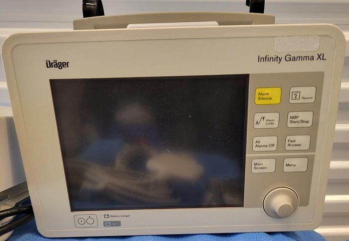Used DRAGER INFINITY GAMMA XL MULTIPARIMETER MONITOR w/POWER SUPPLY & ACCESSORIES