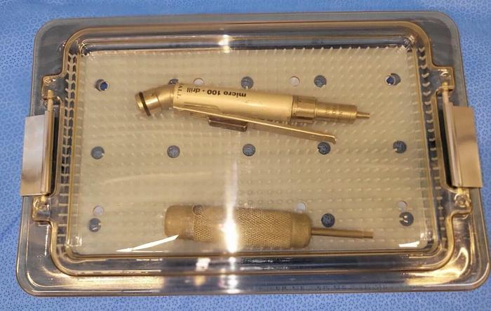 Used Hall Surgical 5053-09 Micro 100 Drill & 5052-10 Hose & Hex Wrench & Case