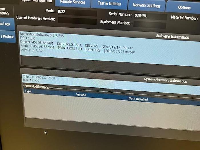 Used PHILIPS iU22 Ultrasound System