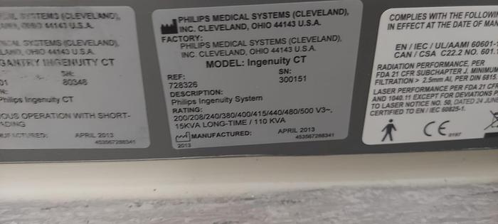 Used Philips Ingenuity Core-128 CT Scanner