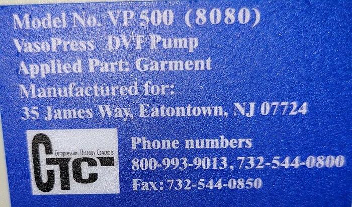 Used CTC VasoPress VP500 Vacular DVT Pump w/Hoses