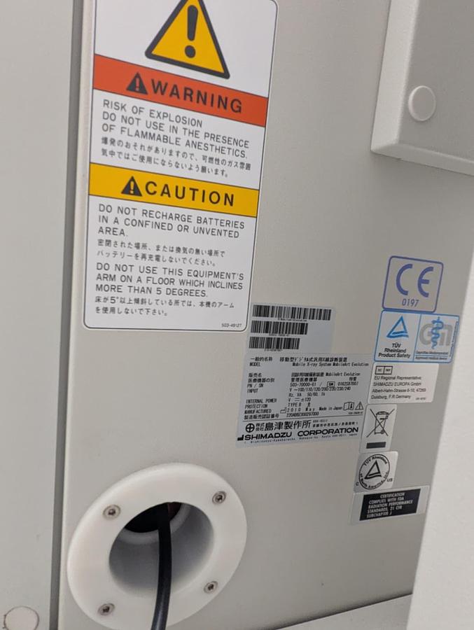 Used SHIMADZU Mobile Art Evolution Portable X-Ray