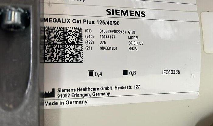 Used Siemens Artis zee X-ray Tube MEGALIX Cat Plus 125/40/90-121GW
