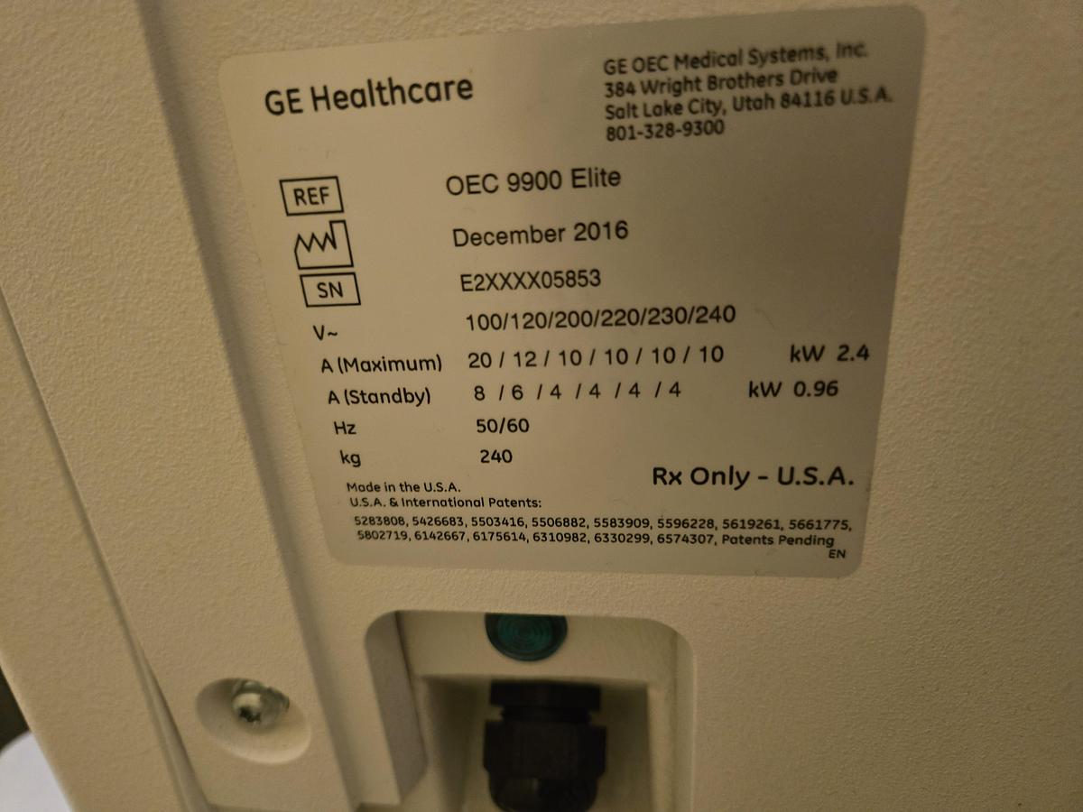 Used GE OEC 9900 ELITE VAS C-ARM SYSTEM (12" II)