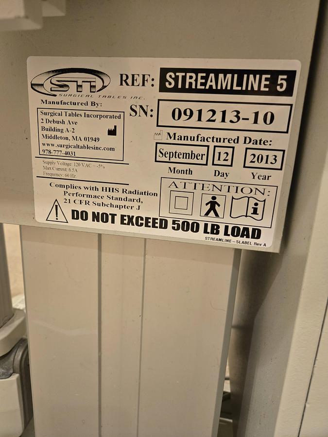 Used STI Streamline 5 C-Arm Imaging Table