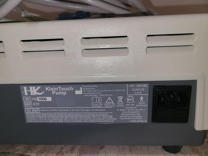 Used HK Surgical Klein Touch Pump (KTP) w/Foot Pedal *NEW PUMP HEAD & SW UPGRADE*