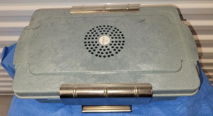Used STERIS TG28AA STERILIZATION CASE W/INSIDE TRAY (10.5"L × 6.5"D × 3"H)