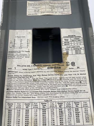 Used Allen-Bradley 609-BAW SER H