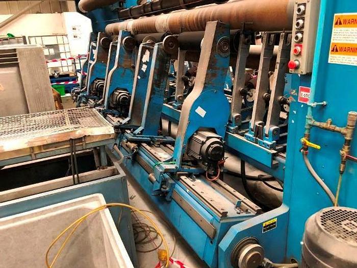 Used 141" DUSENBERY DUPLEX CENTER SURFACE SLITTER REWINDER