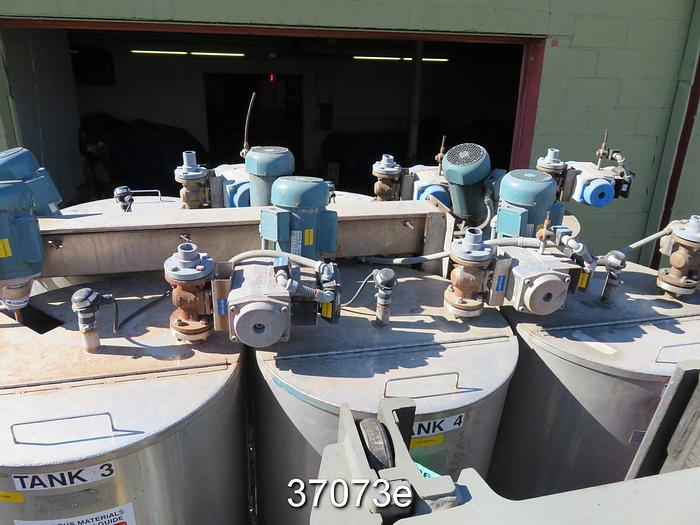 Used 6 Bank Stainless Steel Mixing Tanks, 118 Liter Ea. #37073