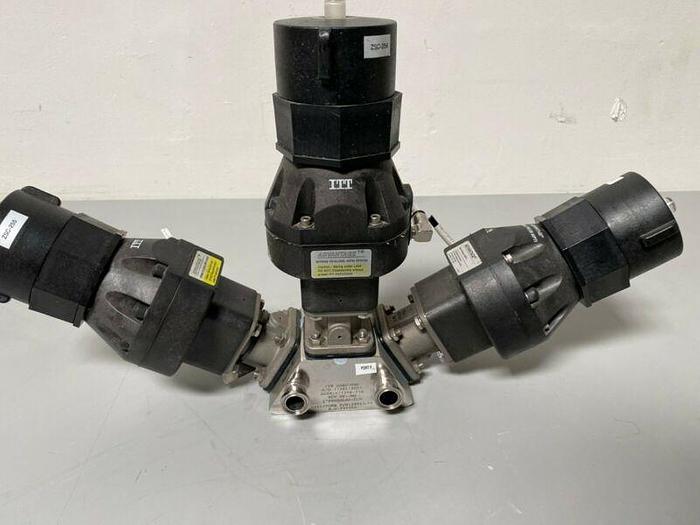 Used 3 ITT Pure-Flo Sherotec Stainless Steel Valves w/ Position Monitor 3/4" Sanitary