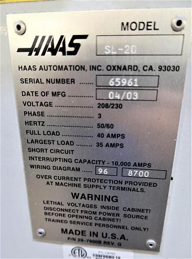 Used 2003 HAAS SL-20