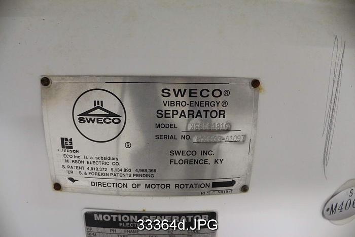 Used Sweco XS60S1810 Separator Vibrating Screen #33364