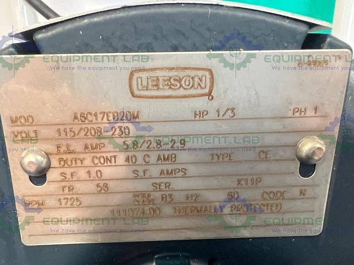 Used Leeson A6C17EB20M Metering Peristaltic Pump w/ Adjustable Rolling Cart 115/230V