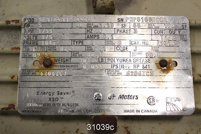 Used General Electric 5KS184SSP04SB Ac-Motor #31039