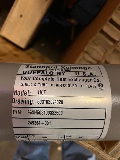 Used STANDARD XCHANGE  HCF 3"DIA. X 24" LONG HORIZONTAL SHELL & TUBE HEAT EXCHANGER UNUSED