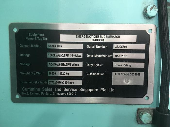 2015 Cummins QSK60-DM