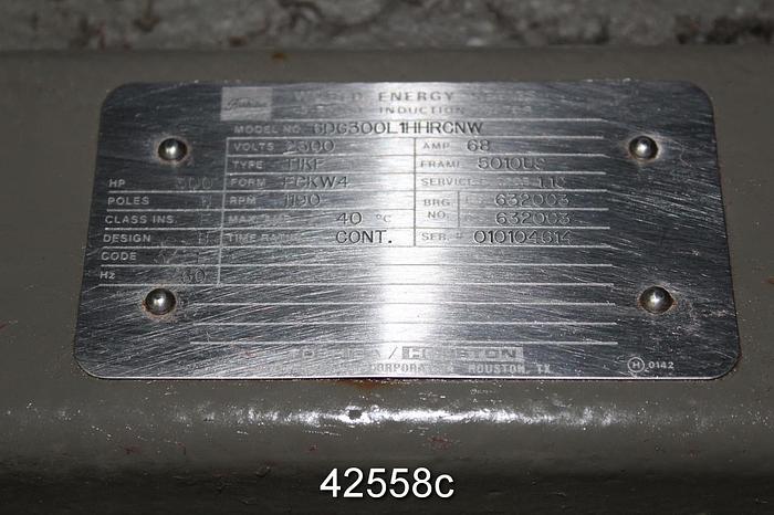 Used Toshiba 6DG300L1HH A/C Motor, 300 Hp, 1200 Rpm, 5010US Frame #42558