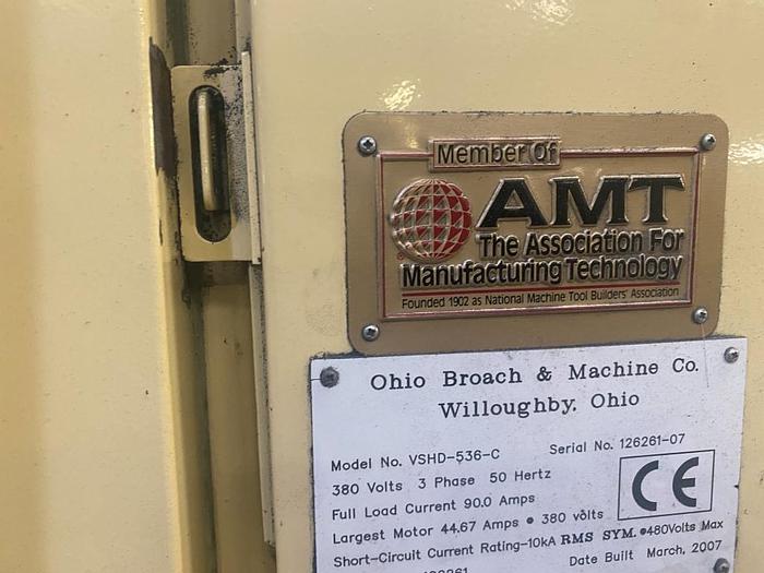 Used 2007 Ohio Broach & Machine Co. VSHD-536-C Heavy Duty Vertical Surface Broaching Machine