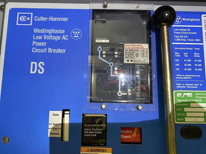 Used DS CUTLER-HAMMER LOW VOLTAGE AC POWER CIRCUIT BREAKERS 1200 AMP