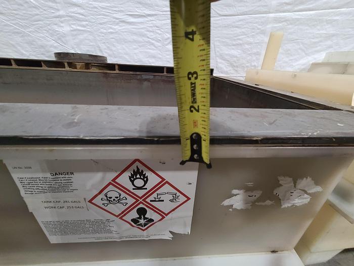 Used Polypro Tank Counter Flow Rinse side and bottom support 70" x 30" x 30" Removable Partition - LARRY PLEASE CHECK DEMENTIONS