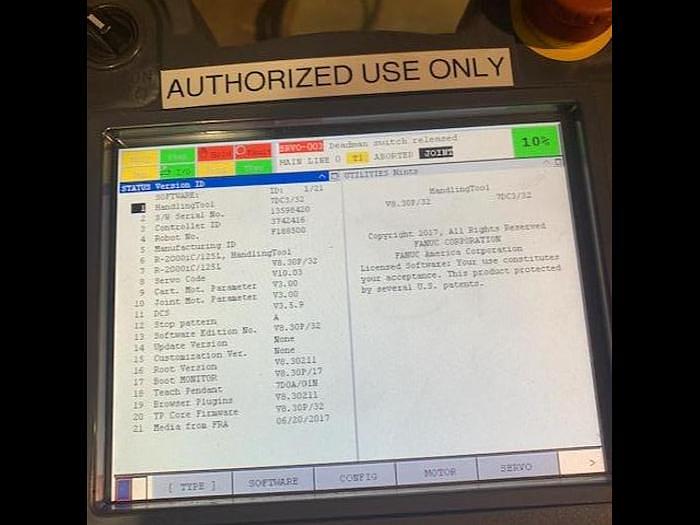 Used FANUC R2000iC/125L 6 AXIS CNC ROBOT WITH R30iB CONTROLLER, 125KG X 3,100 MM H REACH