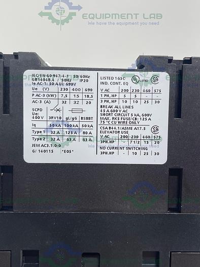 Siemens  3RT1 034-1 QB44-3MA0 Contracter w/3RH19211-1HA22-3AA1 Motor Control