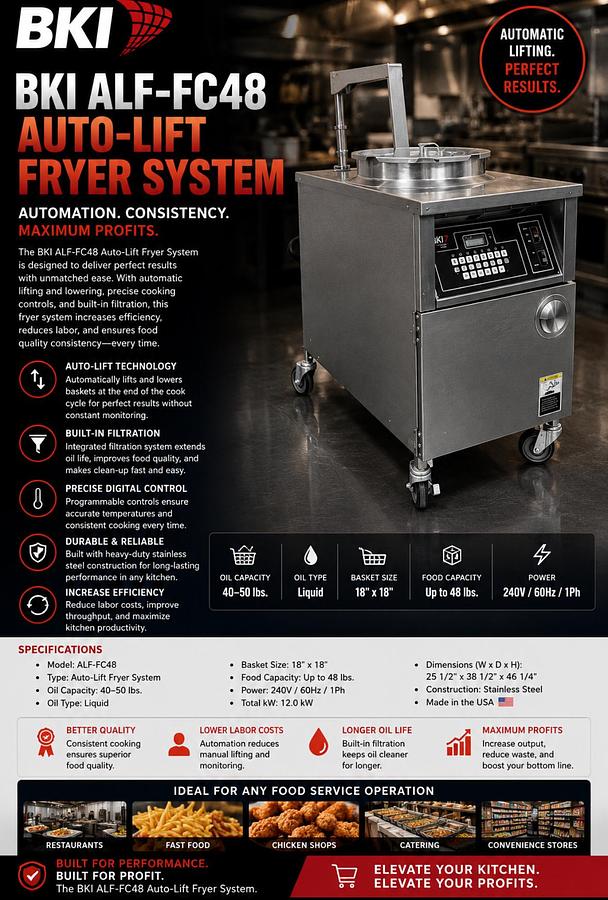 Used BKI ALF-FC48 Auto-Lift Fryer System