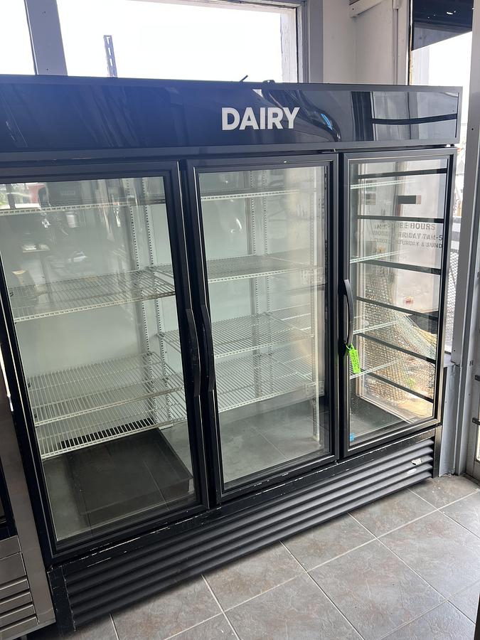 Used 3 Door Glass Door Dairy Cooler Merchandiser Refrigerator Display Case