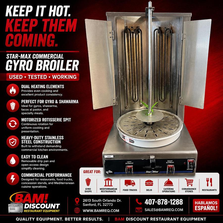 Used Star-Max Commercial Electric Gyro Broiler Shawarma Machine Tested Working