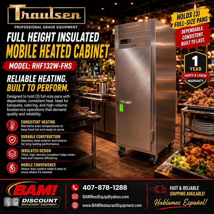 Used Traulsen RHF132W-FHS Full Height Insulated Mobile Heated Cabinet w/ (3) Pan Capacity, 208v/1phTraulsen RHF132W-FHS Full Height Insulated Mobile Heated Cabinet w/ (3) Pan Capacity, 208v/1ph