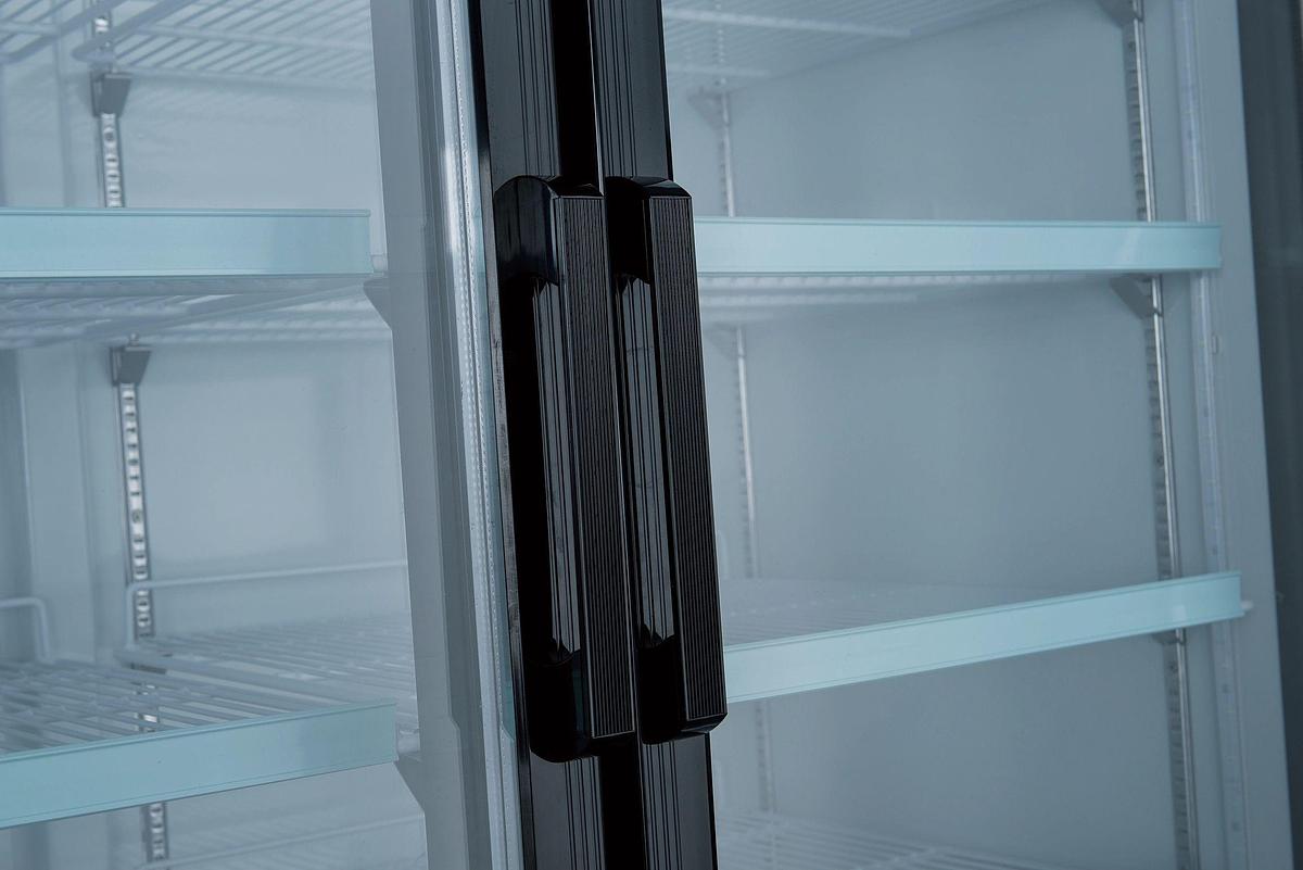 Elite Swing Glass Door Merchandiser Refrigerator with LED Lighting