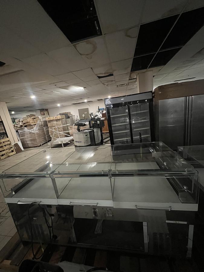 Refurbished Oscartek 3-Section Glass Refrigerated Display Case Stainless Steel Merchandiser